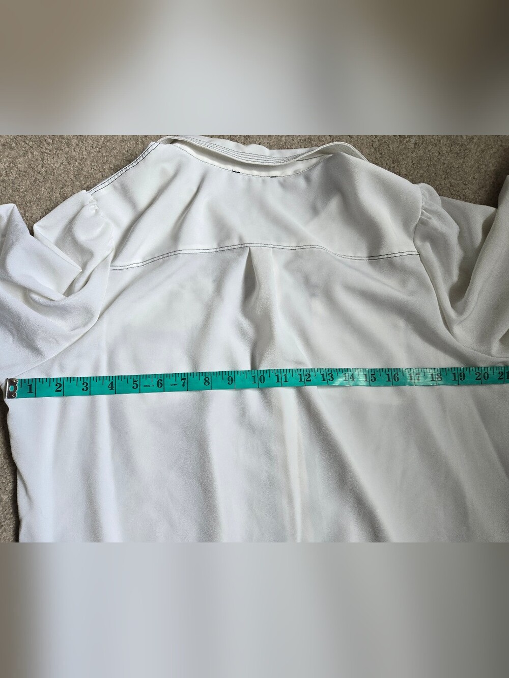 Karl Lagerfeld White Button-Up Blouse with Black Contrast Stitching. Size L - Picture 13 of 14